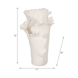 Decorative Vase - White Ceramic Handmade Ruffled Edge, 15 in