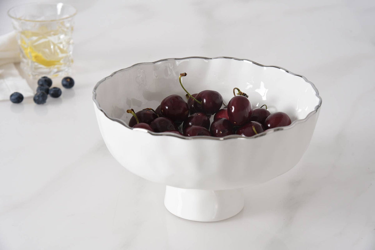 Portofino Plata White Medium Footed Bowl