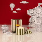 Carnival Striped Candle, Firebreather Olive - Tomato Leaf