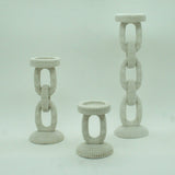 Large Faux Ivory Bead Candle Holder