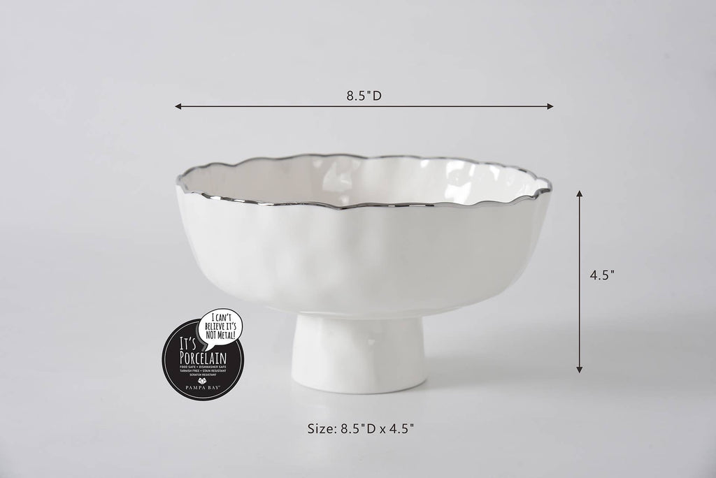 Portofino Plata White Medium Footed Bowl