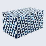 Marquet Indigo Blue White Resin Inlay Storage Box ( 8 Sizes): 10x2.5x1.5