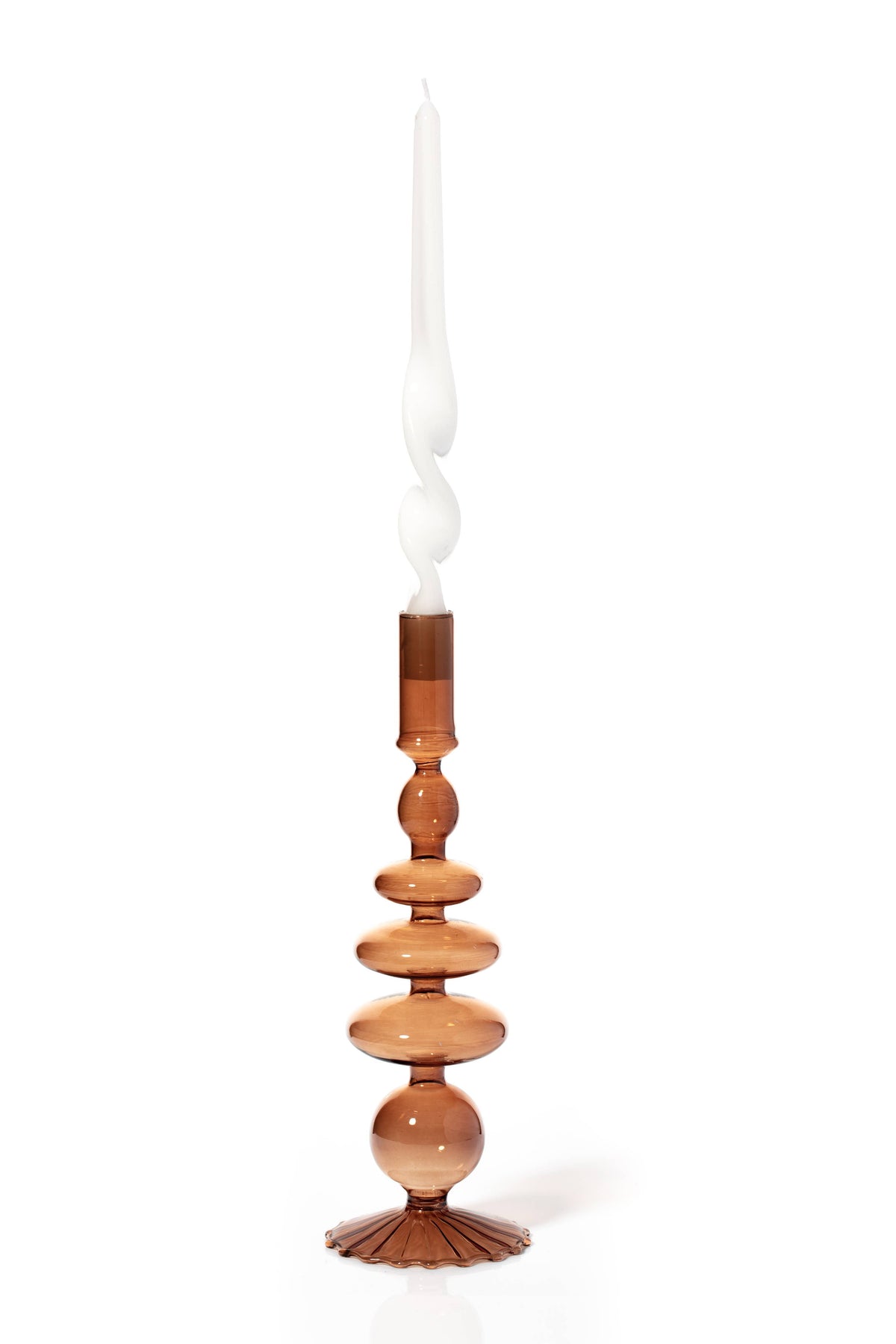 Champagne Colored Glass Taper Holder