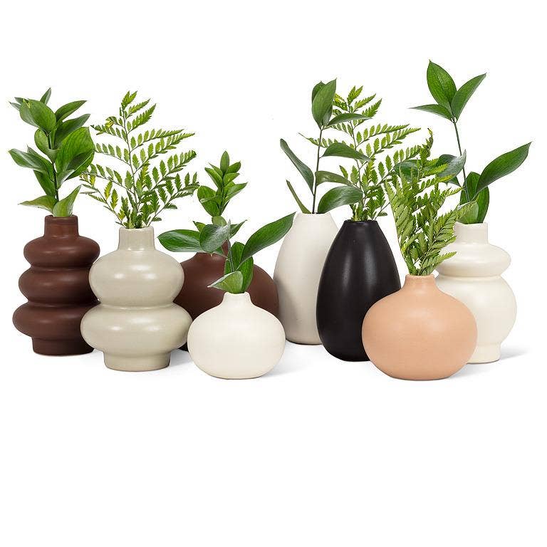 Brown Trio Stack Ceramic Bud Vase, Small