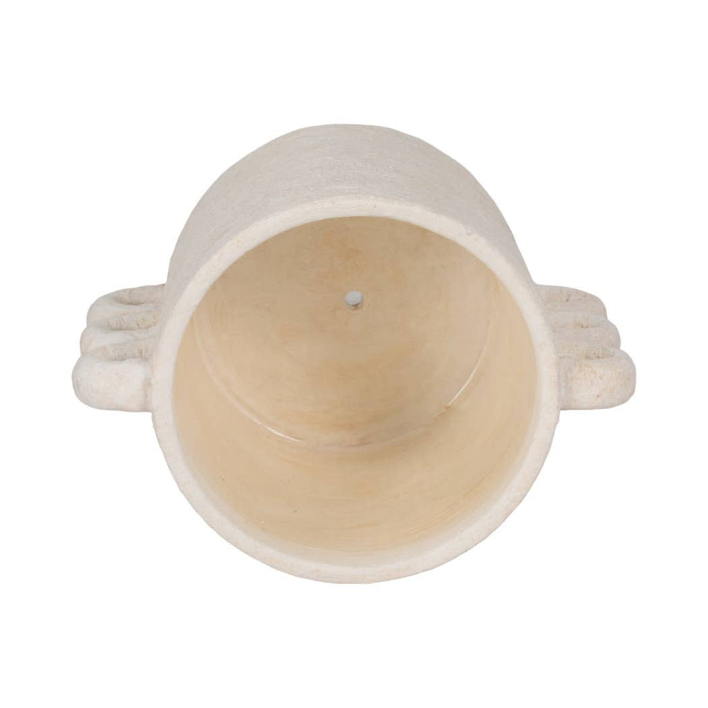 White Arch Handle Round Planter