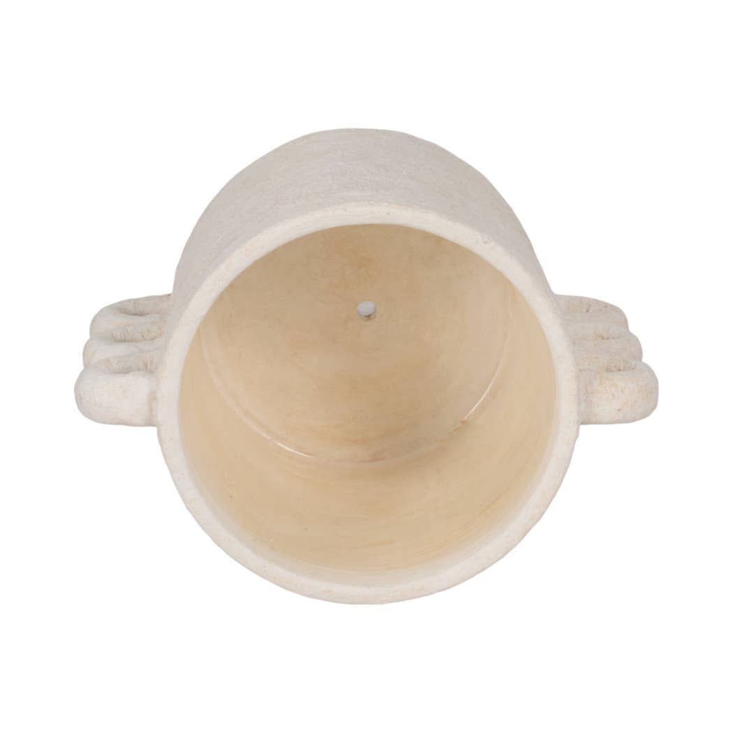 White Arch Handle Round Planter