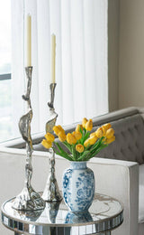 D6.5x25" Silver Drift Taper Candle Holder