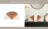 Bookends Set of 2 - White Marble Wood and Brass, 5 in.