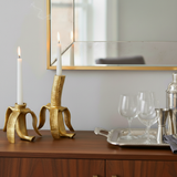 Taper Candleholders Set of 2 - Gold Metal Banana, 5/7 in.