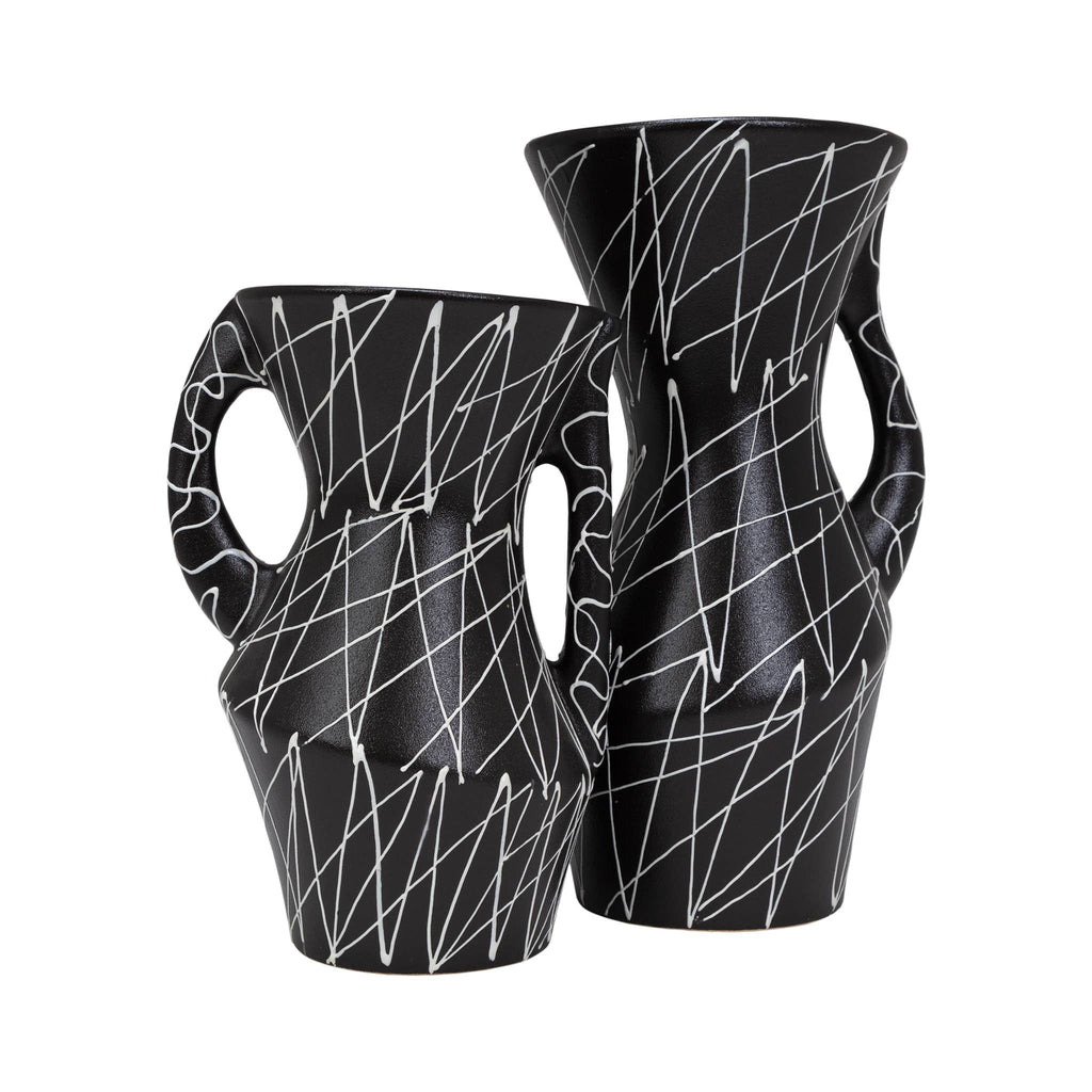 Cazden Black and White Tall Vase