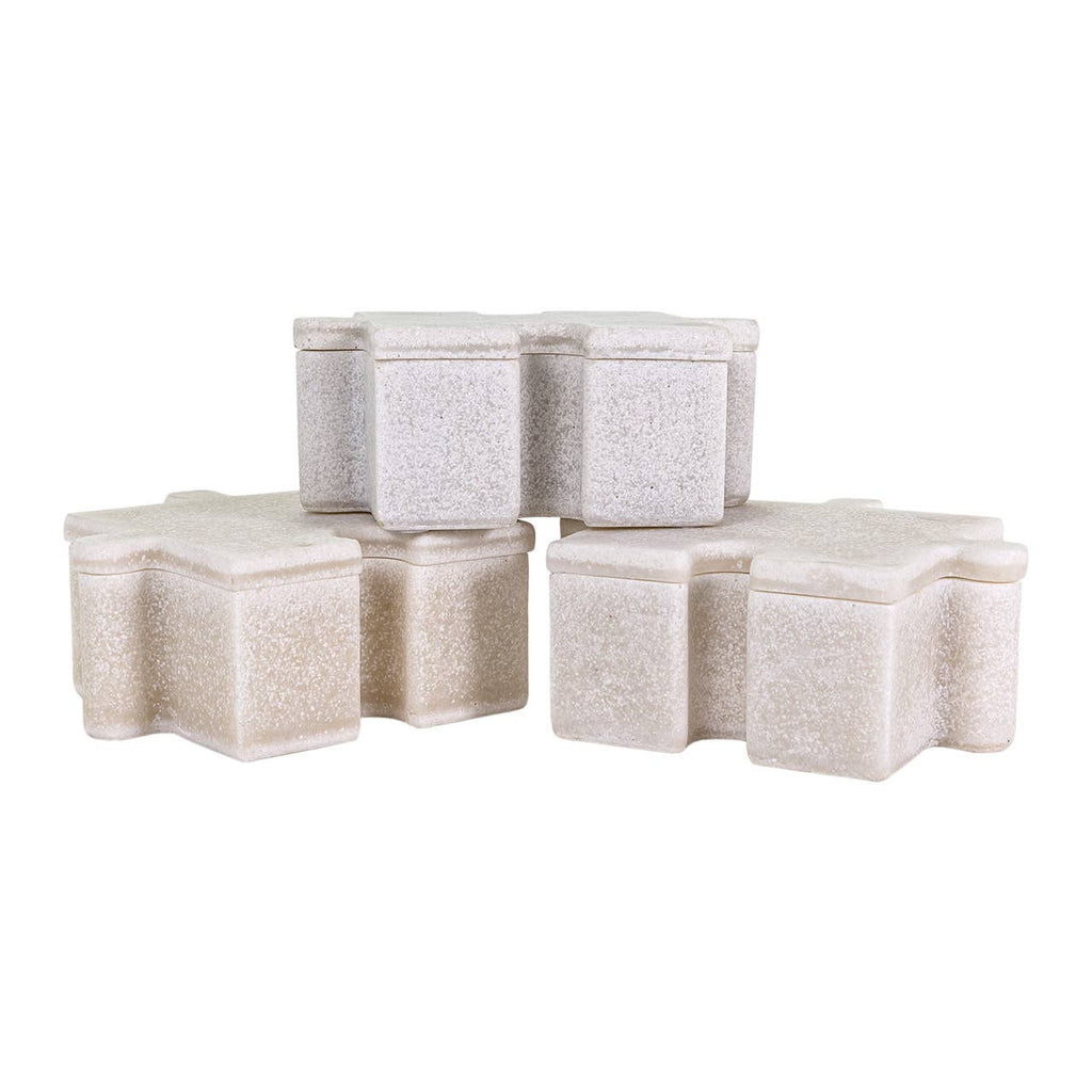 Bianco White Marble Puzzle Boxes, Set of 3