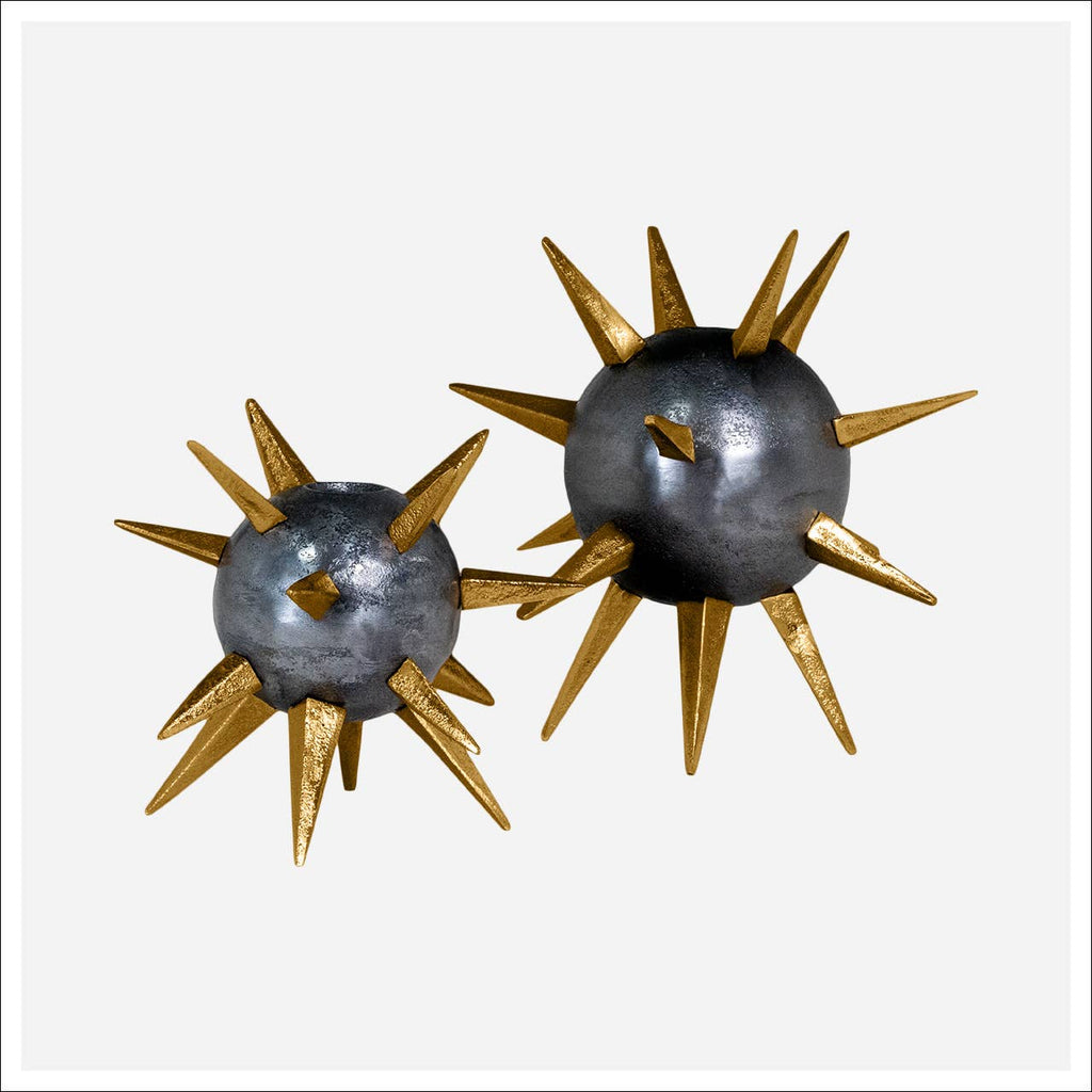 Punk Gray and Gold Taper Candle Holders, Set of 2