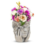 Woman with Flower Halo Cement Planter