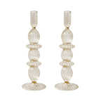Polly Champagne Glass Candle Holder with Gold Trim, Set of 2