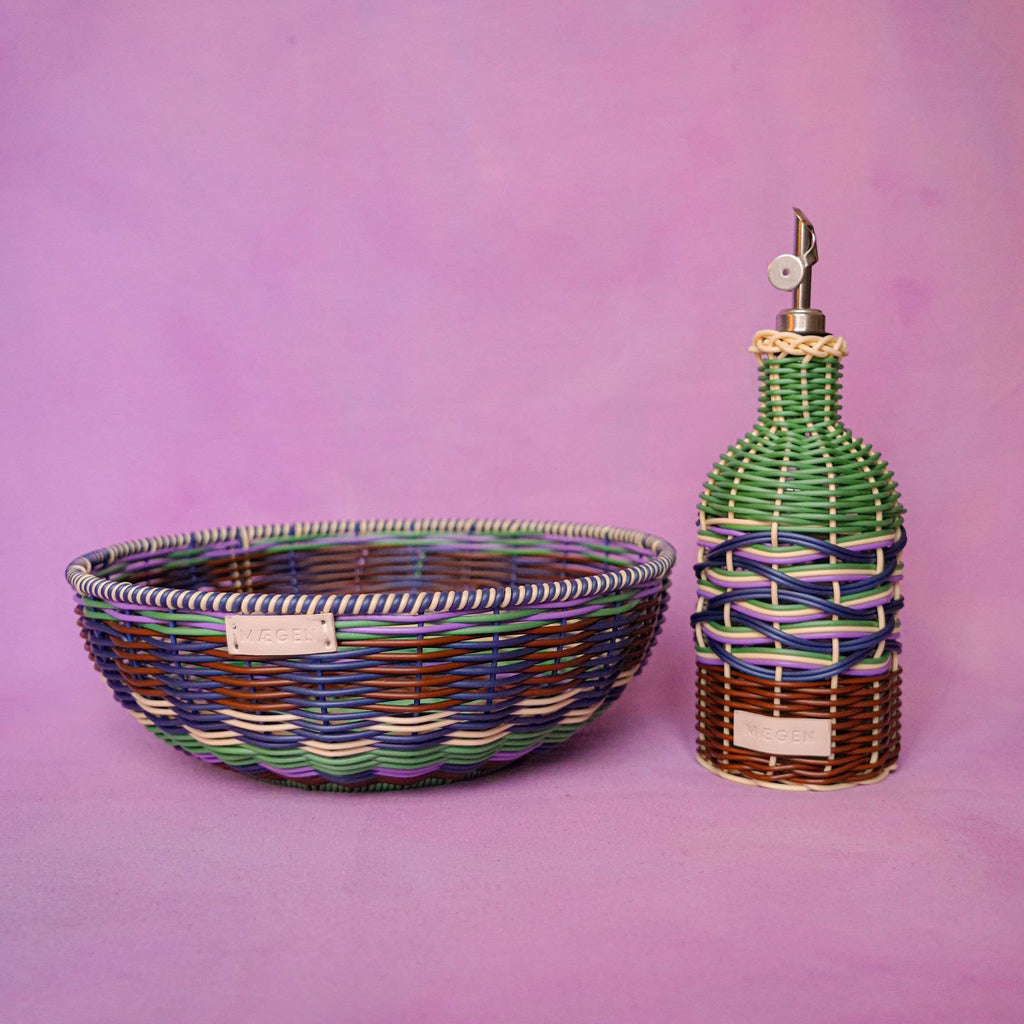 Striped Oil Pourer, Brown and Green