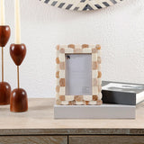 Picture Frames Scalloped Pattern Bone Inlay Collection,Brown: Brown-White / 8x10