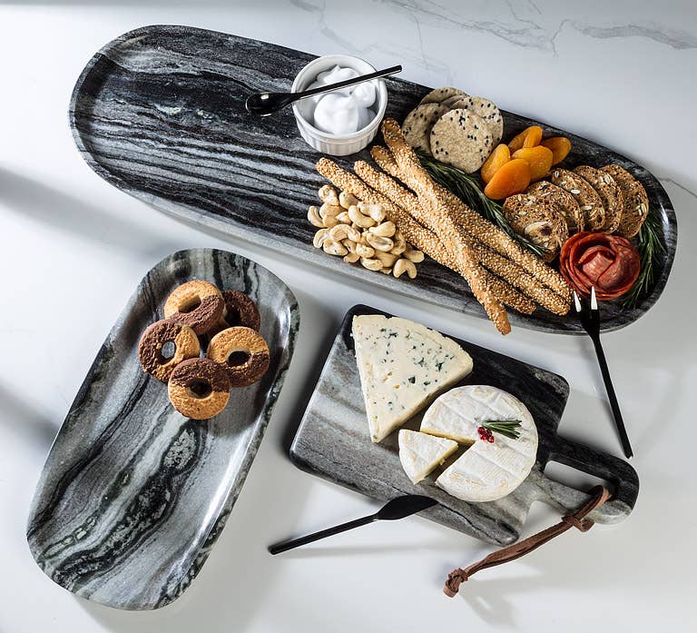Black Marble Oblong Tray
