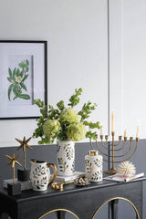 8x5.5x8.5" Luxe Leaf-Decorated Ceramic Pitcher