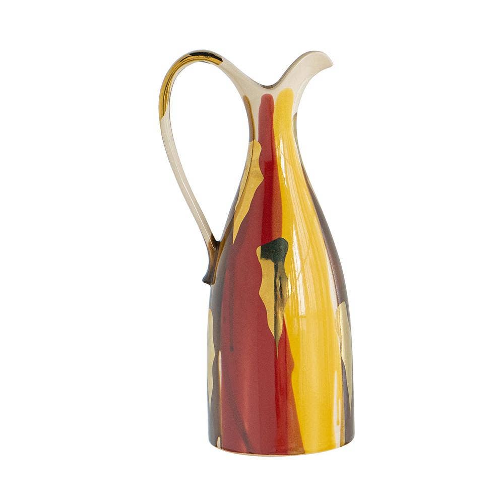 Abstract Multicolor Ceramic Pitcher Vase, Large