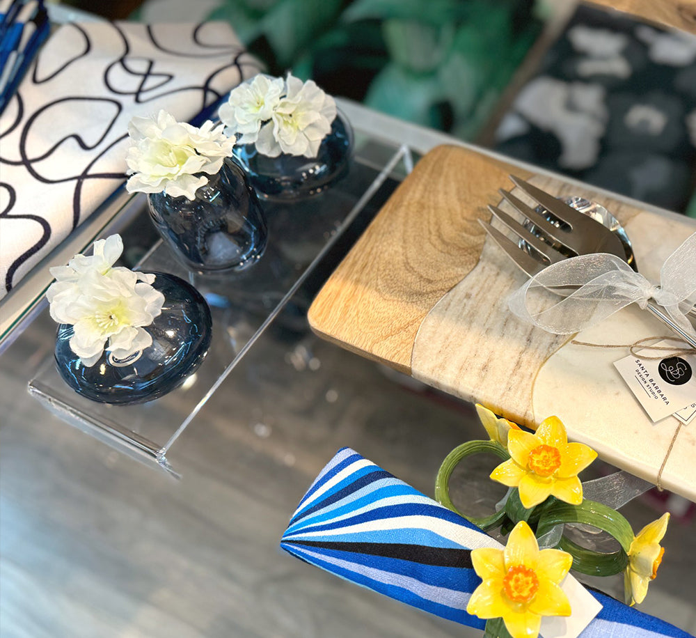 Small Dark Blue Glass Bud Vase