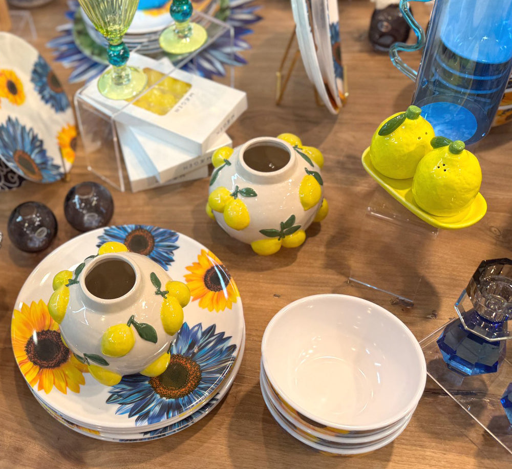 Lemon Ceramic Salt & Pepper Shakers with Tray