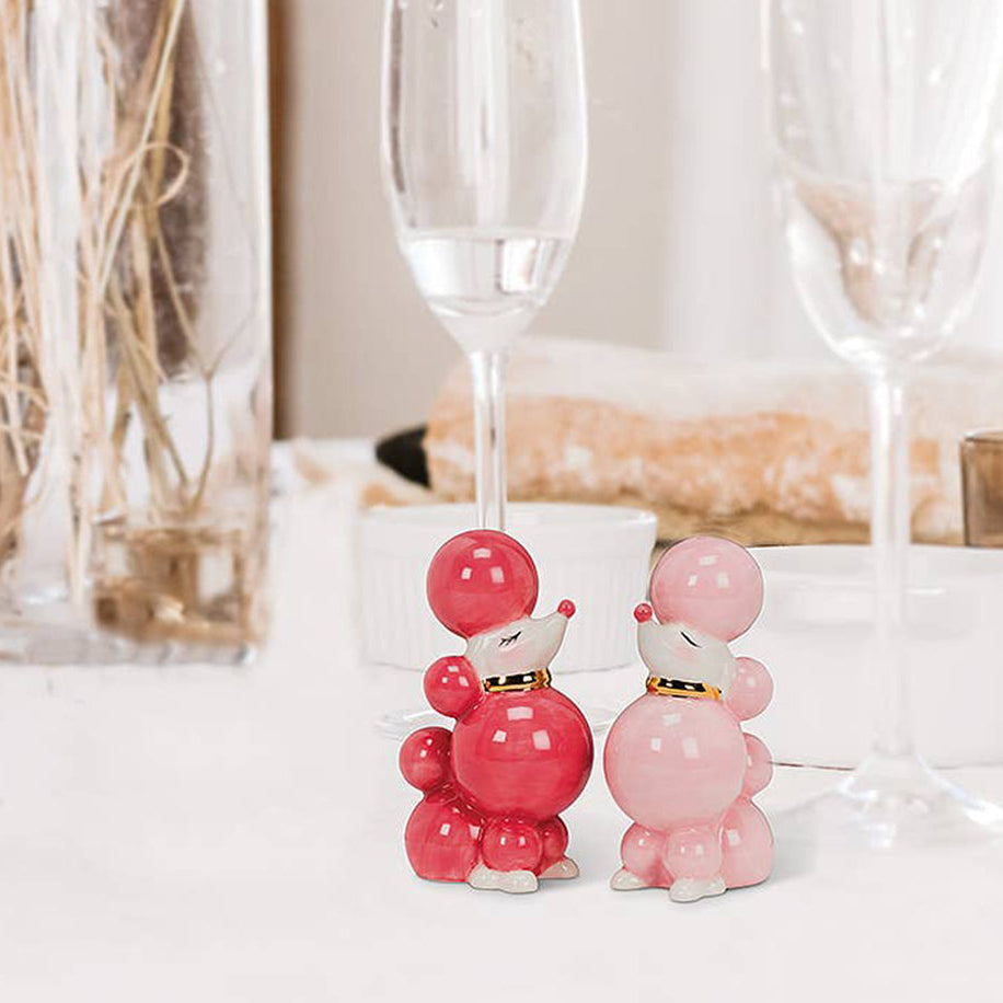 Pink Poodle Ceramic Salt & Pepper Shakers