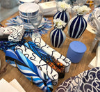 Blue Striped Porcelain Bud Vase, Medium
