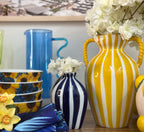 Blue Striped Porcelain Bud Vase, Medium