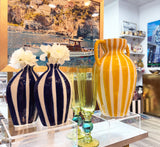 Large Yellow Striped Urn Vase-9.5"H