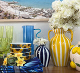 Large Yellow Striped Urn Vase-9.5"H