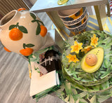 Large Round Vase with Oranges-7"H