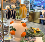 Large Round Vase with Oranges-7"H