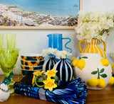Large Round Vase with Lemons-7"H