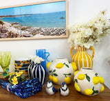 Small Round Vase with Lemons-5"H