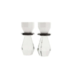 White and Black Modern Cut Crystal Candle Holder