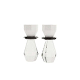 White and Black Modern Cut Crystal Candle Holder