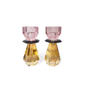Pink and Amber Modern Cut Crystal Candle Holder