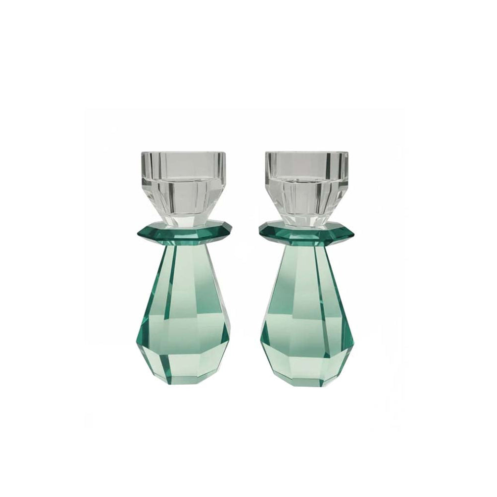 Emerald Modern Cut Crystal Candle Holder
