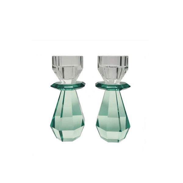 Emerald Modern Cut Crystal Candle Holder