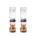 Pink and Amber Tall Modern Cut Crystal Candlestick Holder