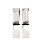 White & Black Tall Modern Cut Crystal Candlestick Holder