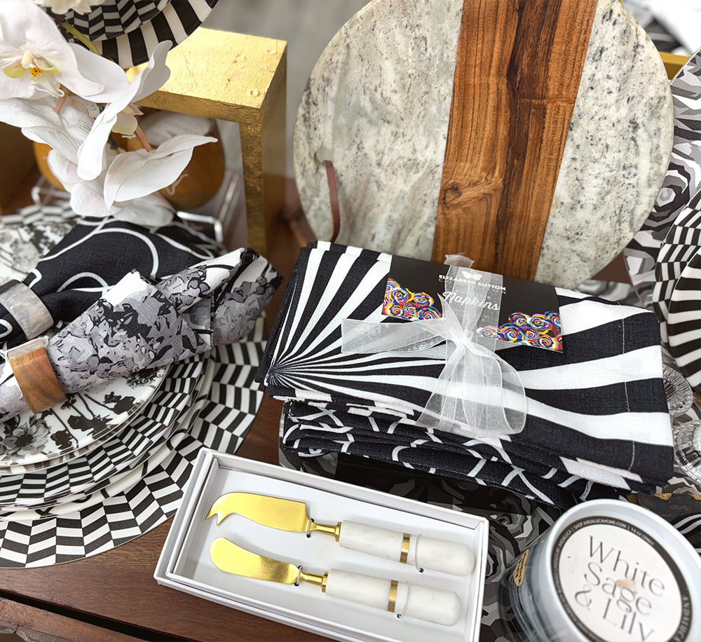 Gray Round Marble and Acacia Wood Charcuterie Board