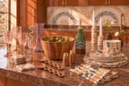 Auburn floral tablescape styled on a marble kitchen counter
