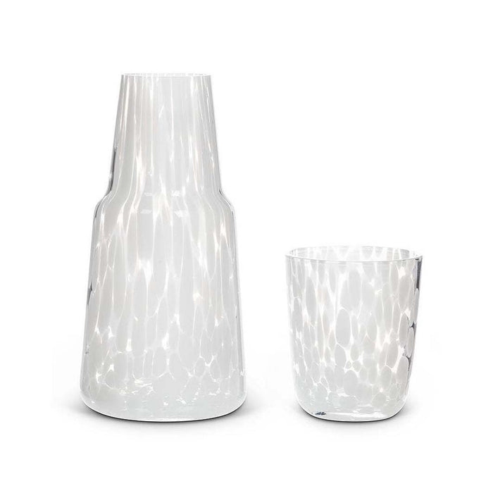 White Glass Bedside Carafe & Glass