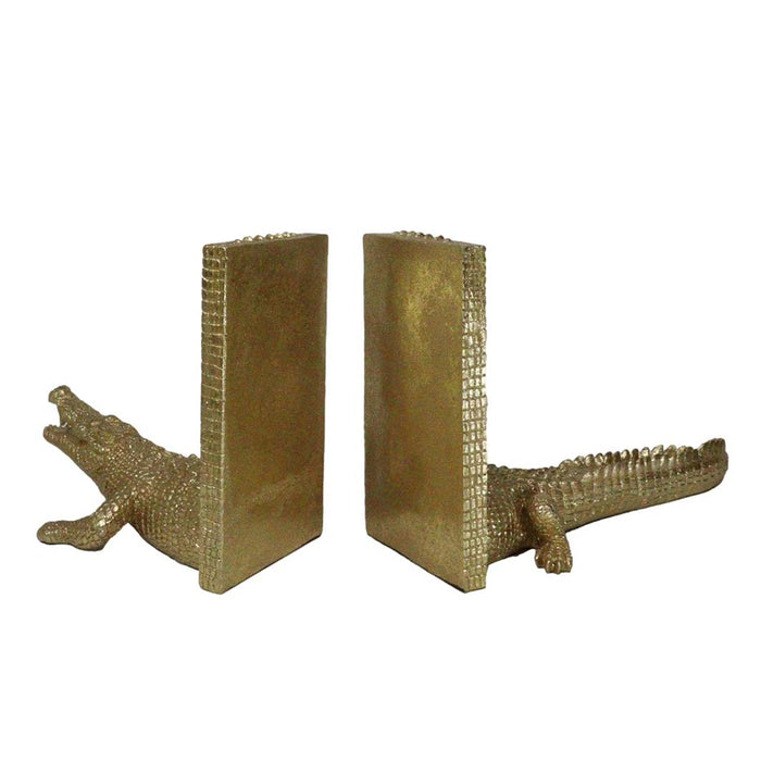 Gold Alligator Bookends Set of 2