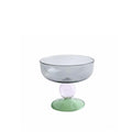 Colorful Two-Tone Glass Dessert Bowl, Smoke and Green