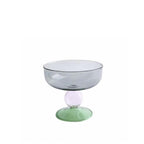 Colorful Two-Tone Glass Dessert Bowl, Smoke and Green