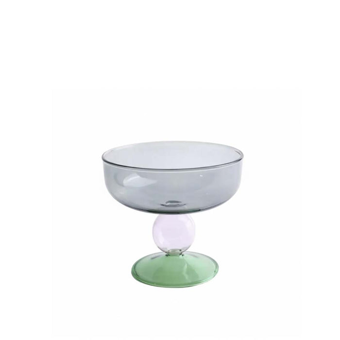 Colorful Two-Tone Glass Dessert Bowl, Smoke and Green