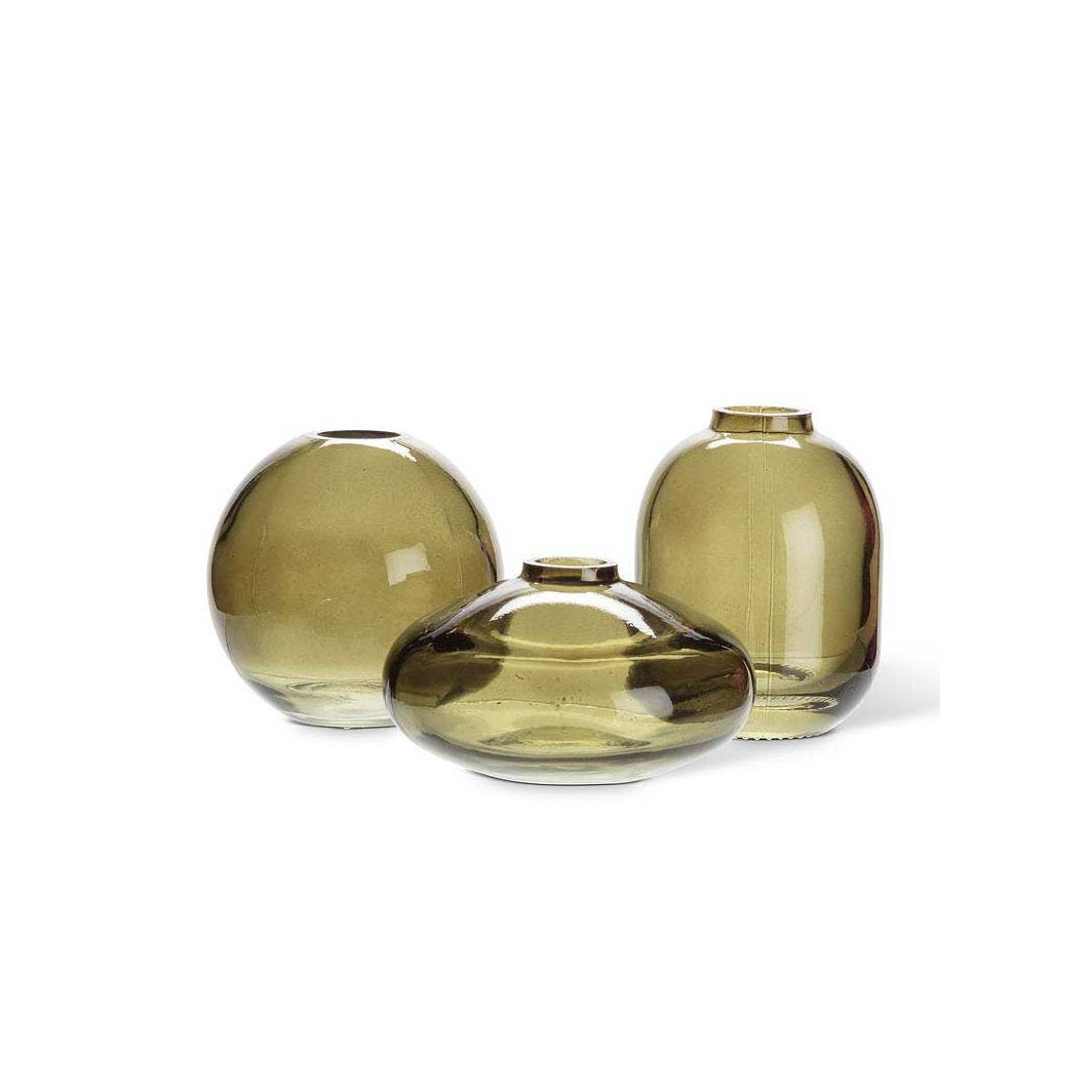 Small Moss Green Glass Bud Vase