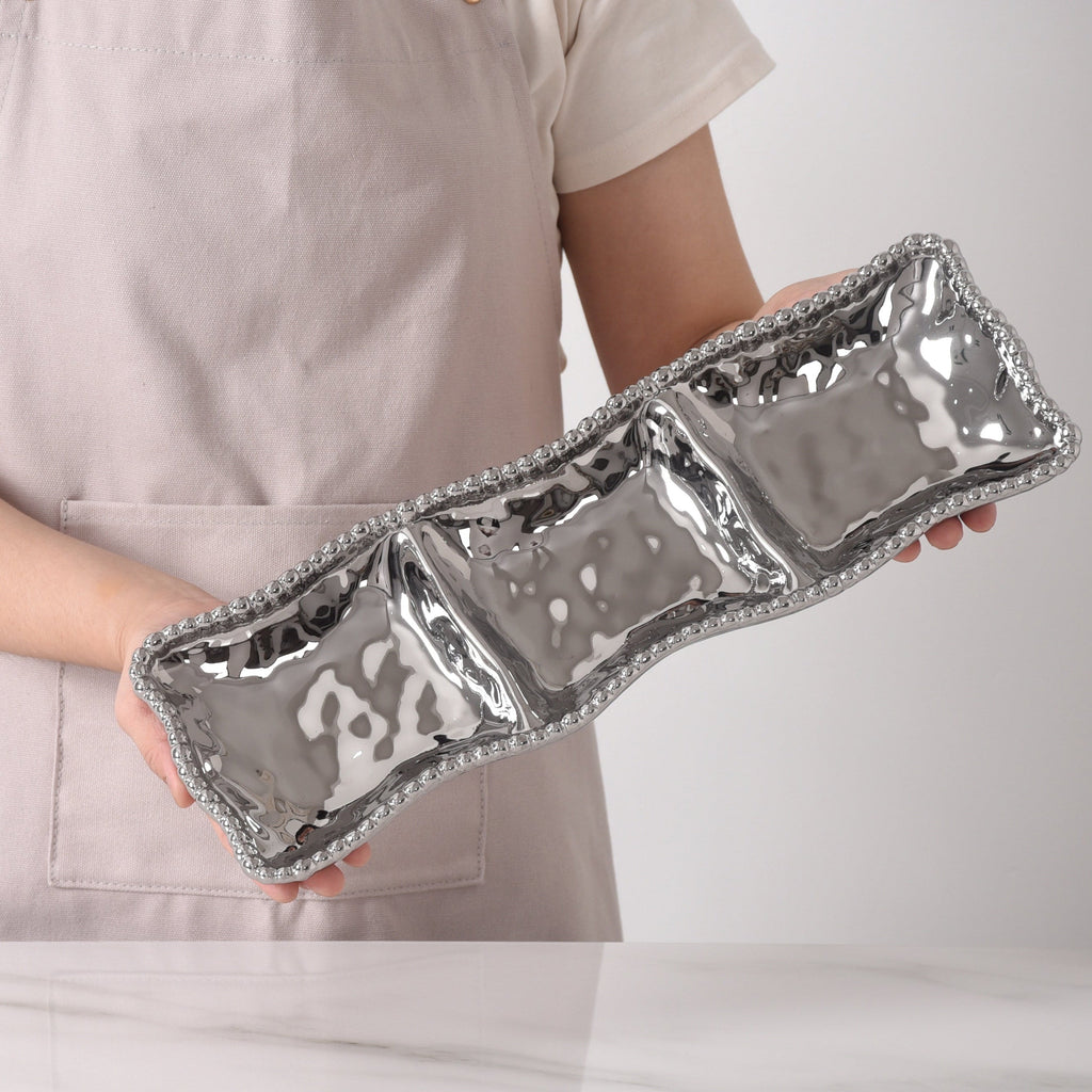 Verona Silver Three Section Serving Piece - product photo